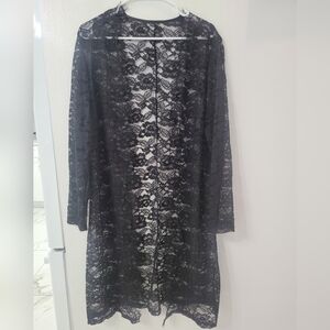 Elegant Black Lace Women's Cardigan